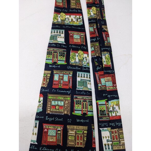 Irish Pubs of Ireland Mens Neck Tie 100% Silk Outer By Traditional Craft 58” - Picture 4 of 7